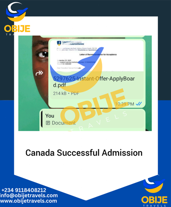 Canada Successful Admission